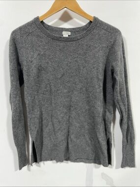 Halogen cashmere Gray Crewneck Sweater with Side Slits